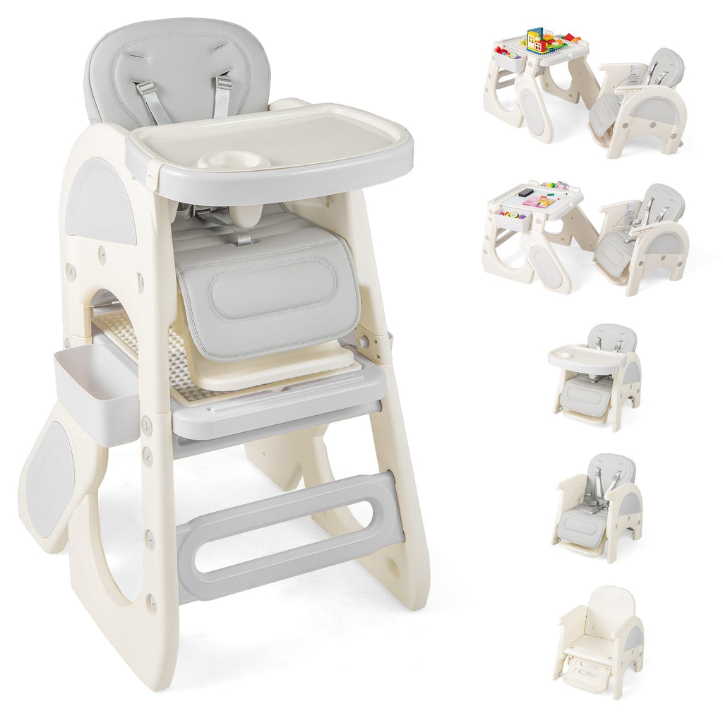 Convertible Baby High Chair with Double-layer Tray and Adjustable Backrest