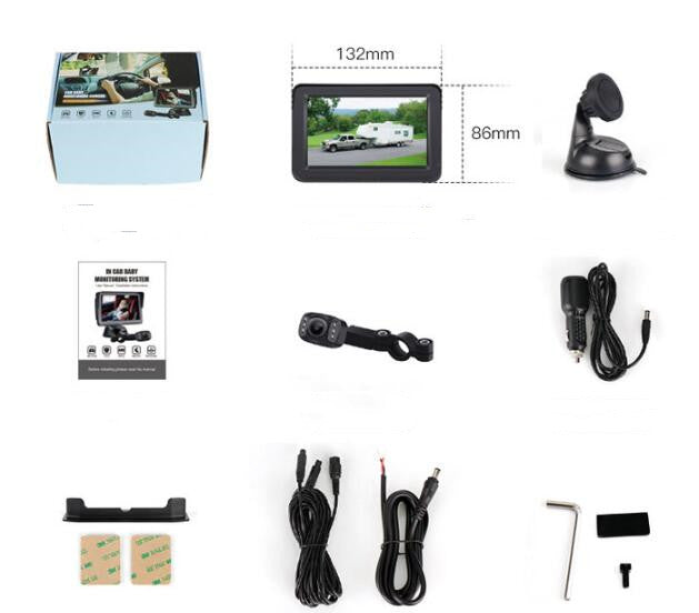 5-Inch HD In-Car Baby Monitor with Infrared Night Vision
