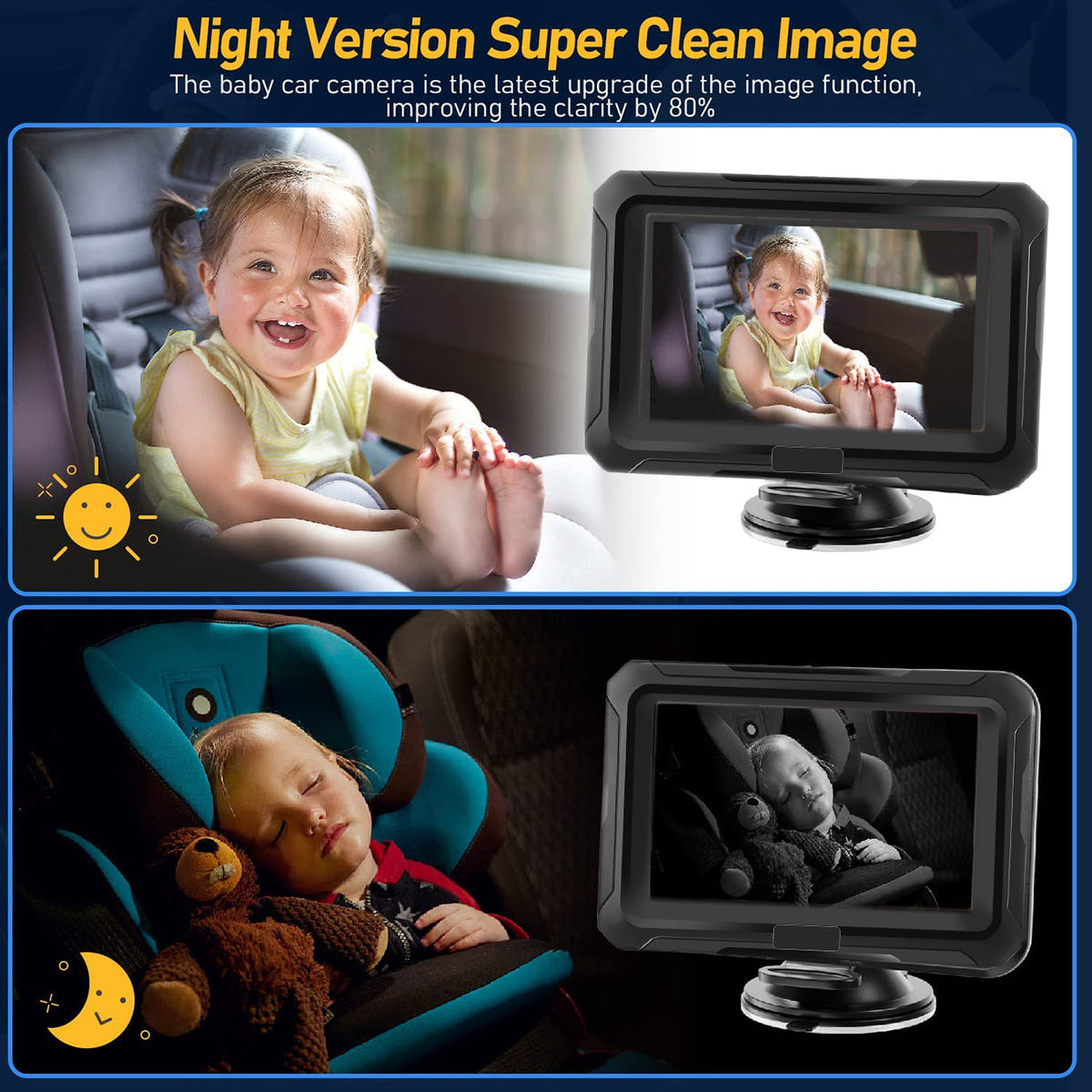 HD 1080p Car Baby Monitor with Night Vision