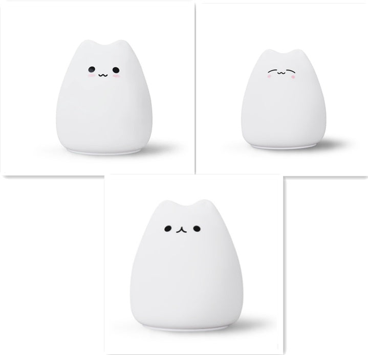 Silicone Cat Night Light for Kids, Touch Sensor, 7 Colors