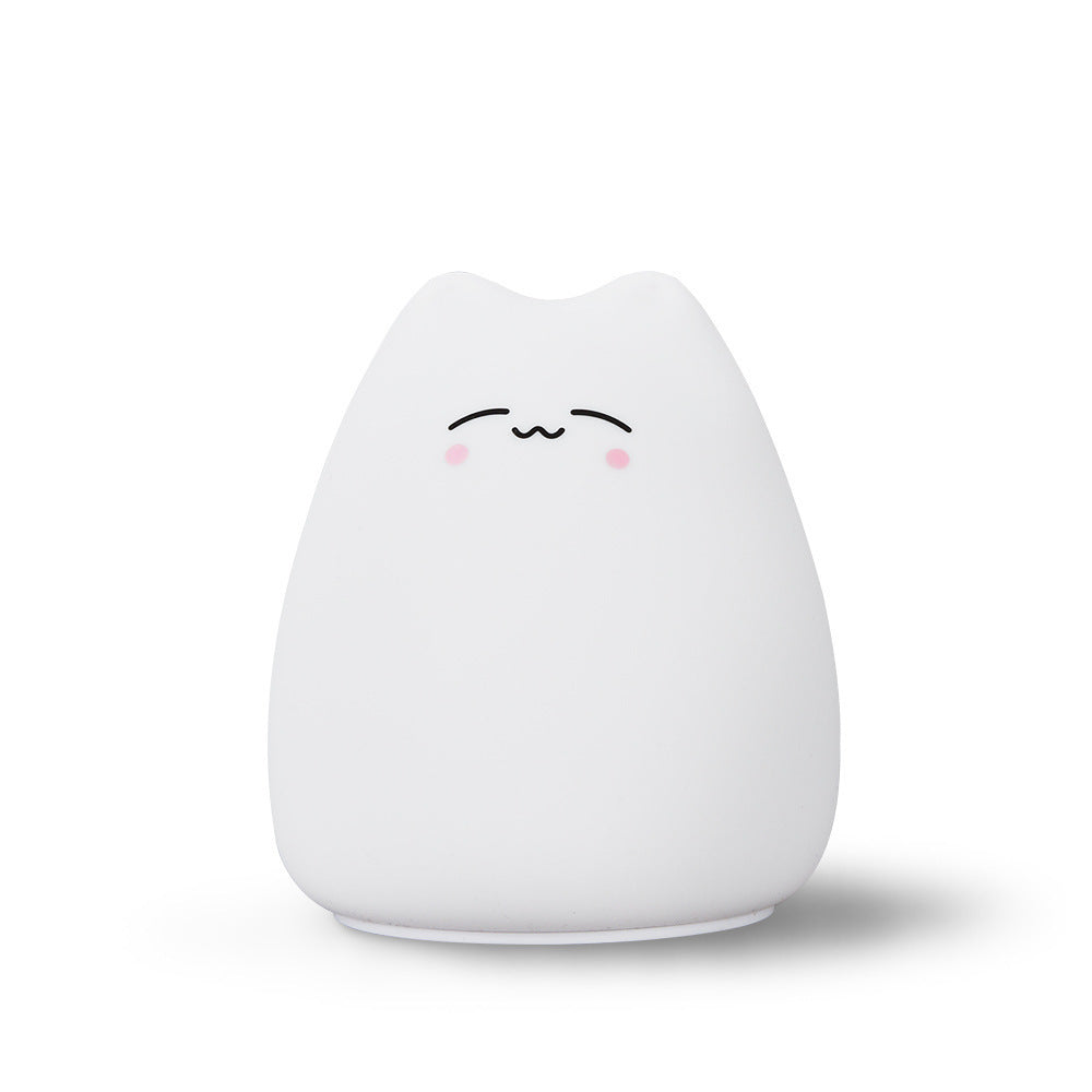 Silicone Cat Night Light for Kids, Touch Sensor, 7 Colors