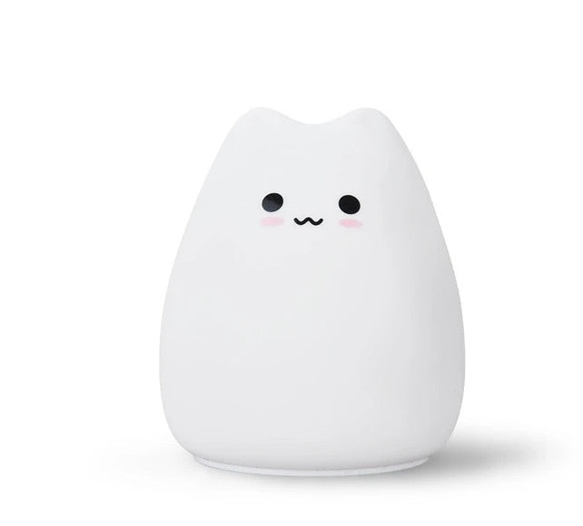 Silicone Cat Night Light for Kids, Touch Sensor, 7 Colors
