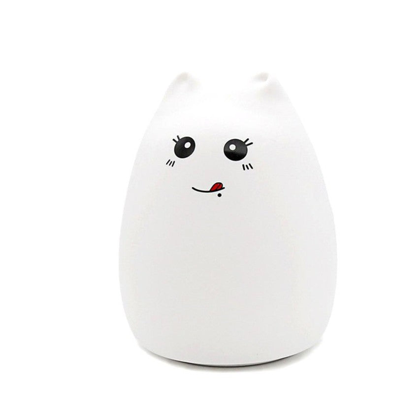 Silicone Cat Night Light for Kids, Touch Sensor, 7 Colors