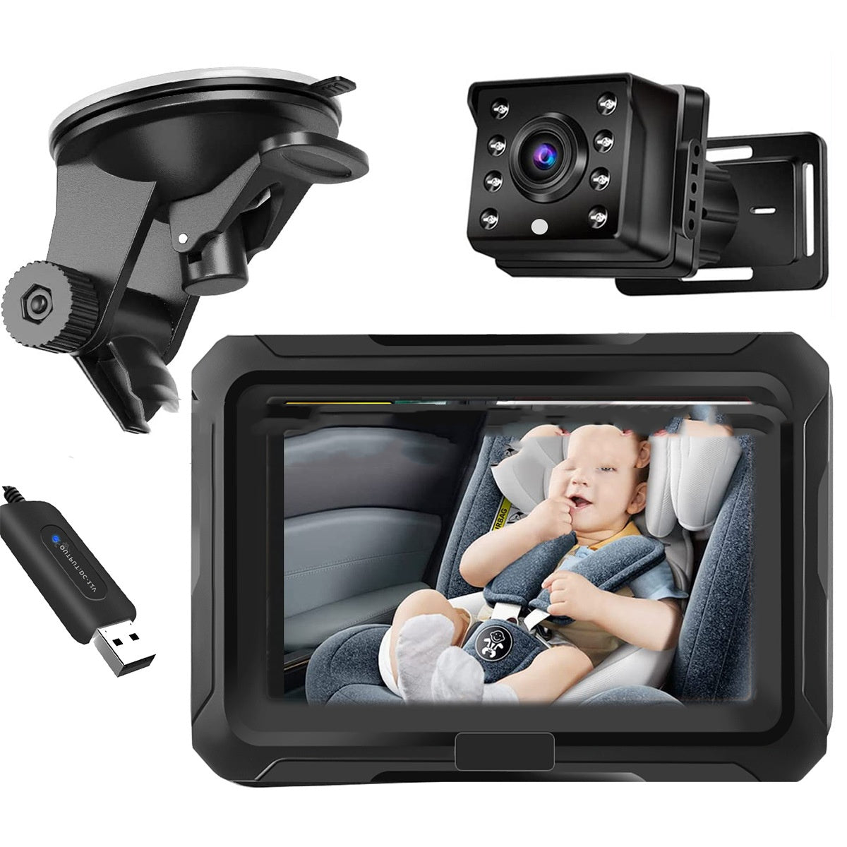 HD 1080p Car Baby Monitor with Night Vision