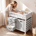Wooden Baby Changing Table with 3 Fabric Storage Drawers