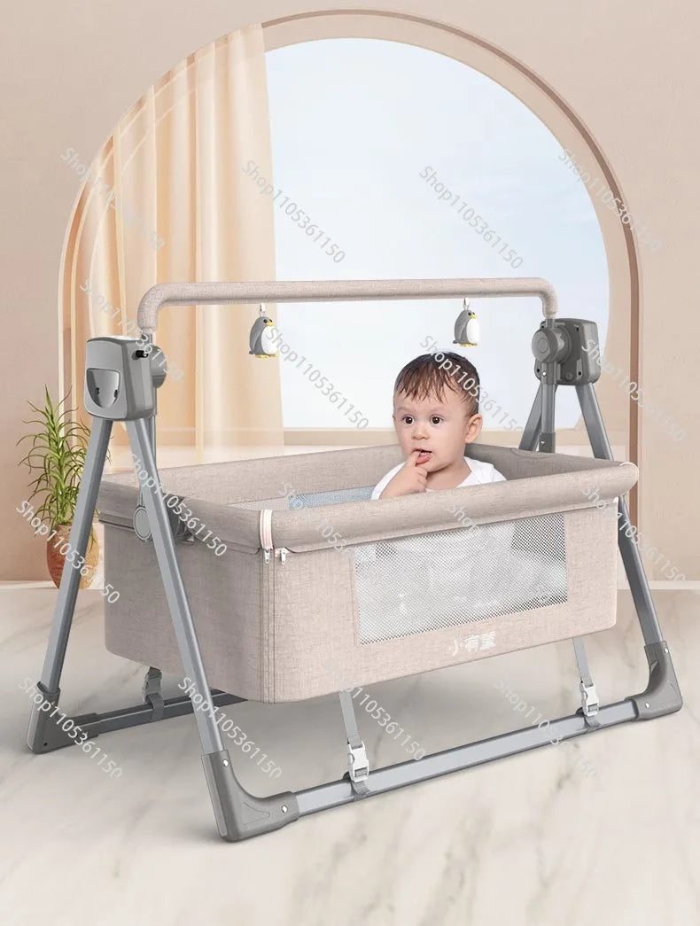 Electric Baby Rocking Cradle | Foldable Bassinet with Music & Mosquito Net