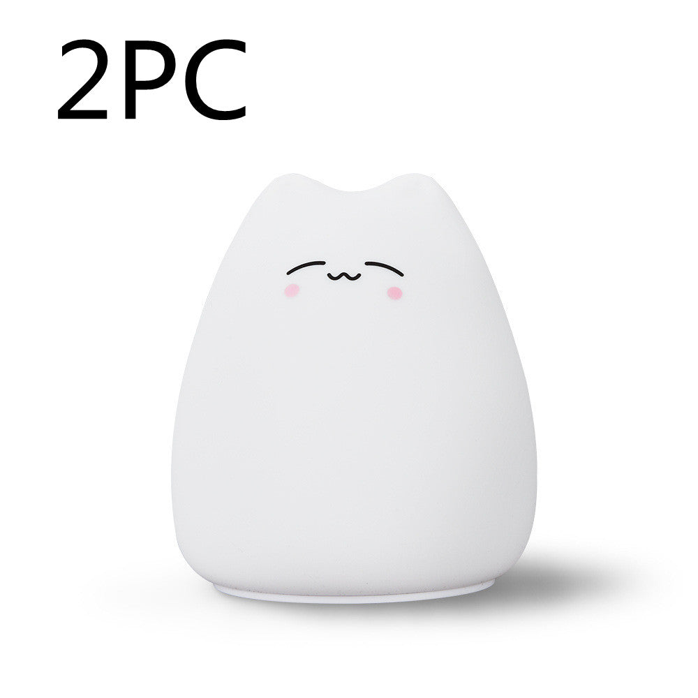 Silicone Cat Night Light for Kids, Touch Sensor, 7 Colors
